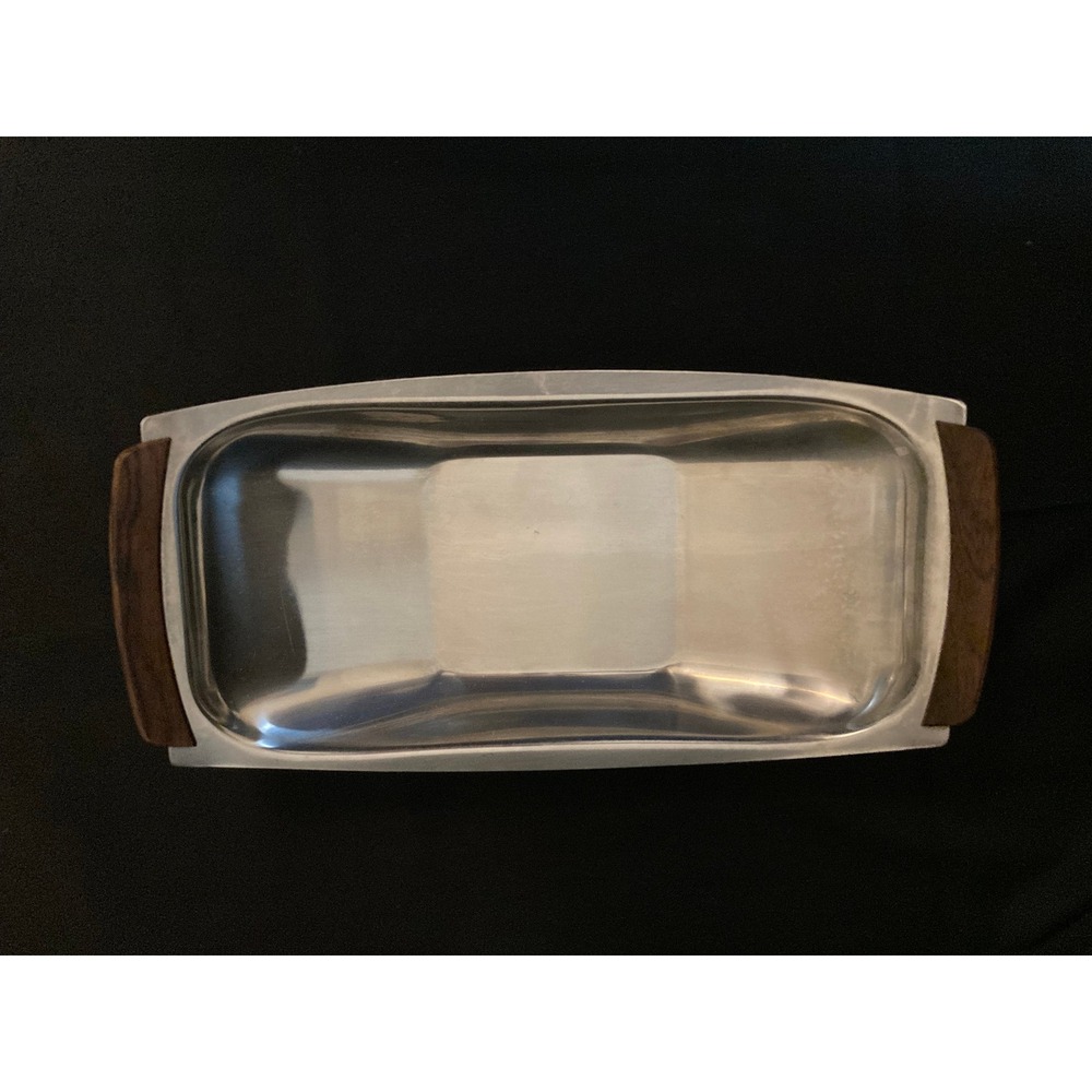 MCM Stainless Steel Tray w/wood handles, Made in Denmark